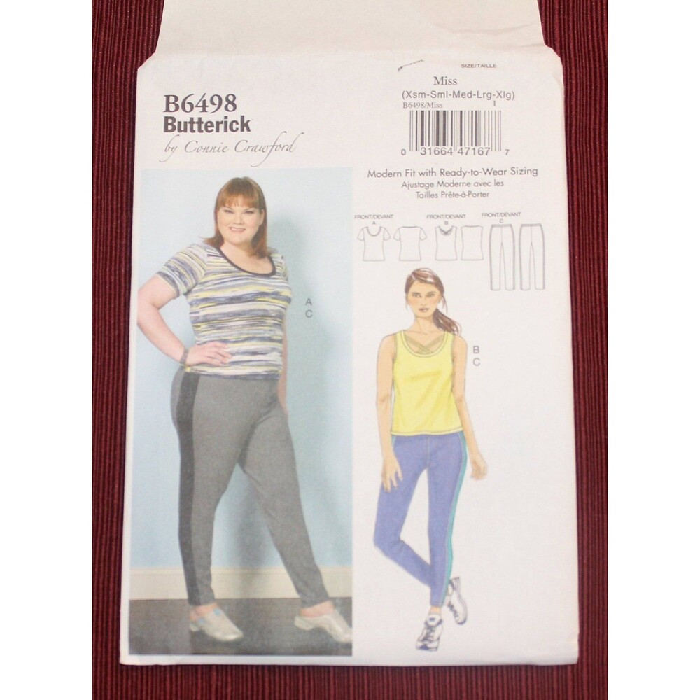 Work Out Sewing Pattern, Exercise Top, Pants, Butterick 6498, Connie Crawford